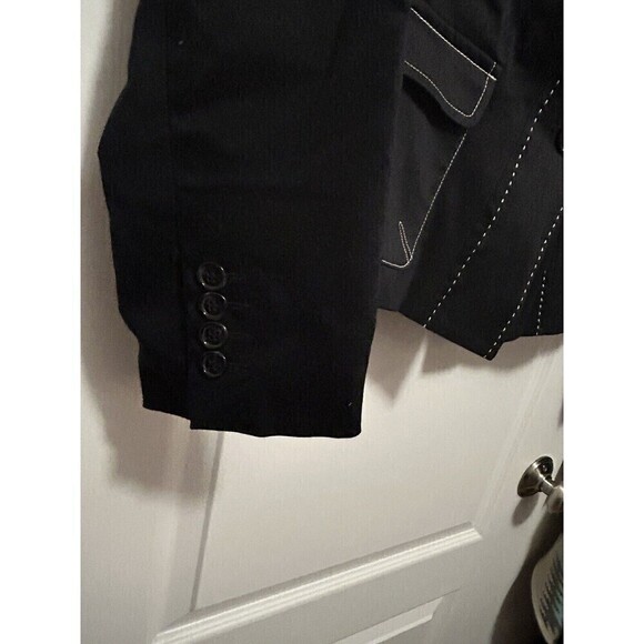 Worthington Women's Notch Lapel Blazer  Jacket Black Size 14 NWT White Stitching - Picture 12 of 16
